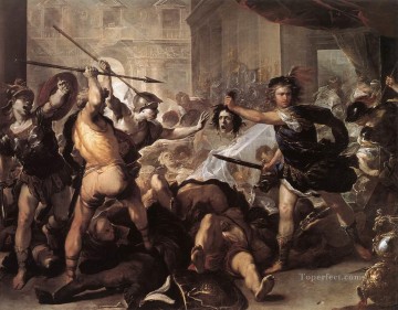 Lucas Giordano Painting - Perseo luchando contra Fineo y sus compañeros Barroco Luca Giordano